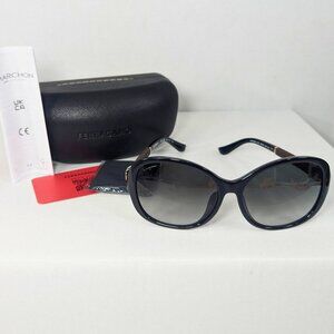 Ferragamo NWT Black Oversized Butterfly Sunglasses SF744SLA Full Inclusion